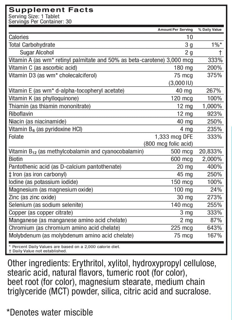 Chewable Multivitamin with Iron + Calcium Citrate